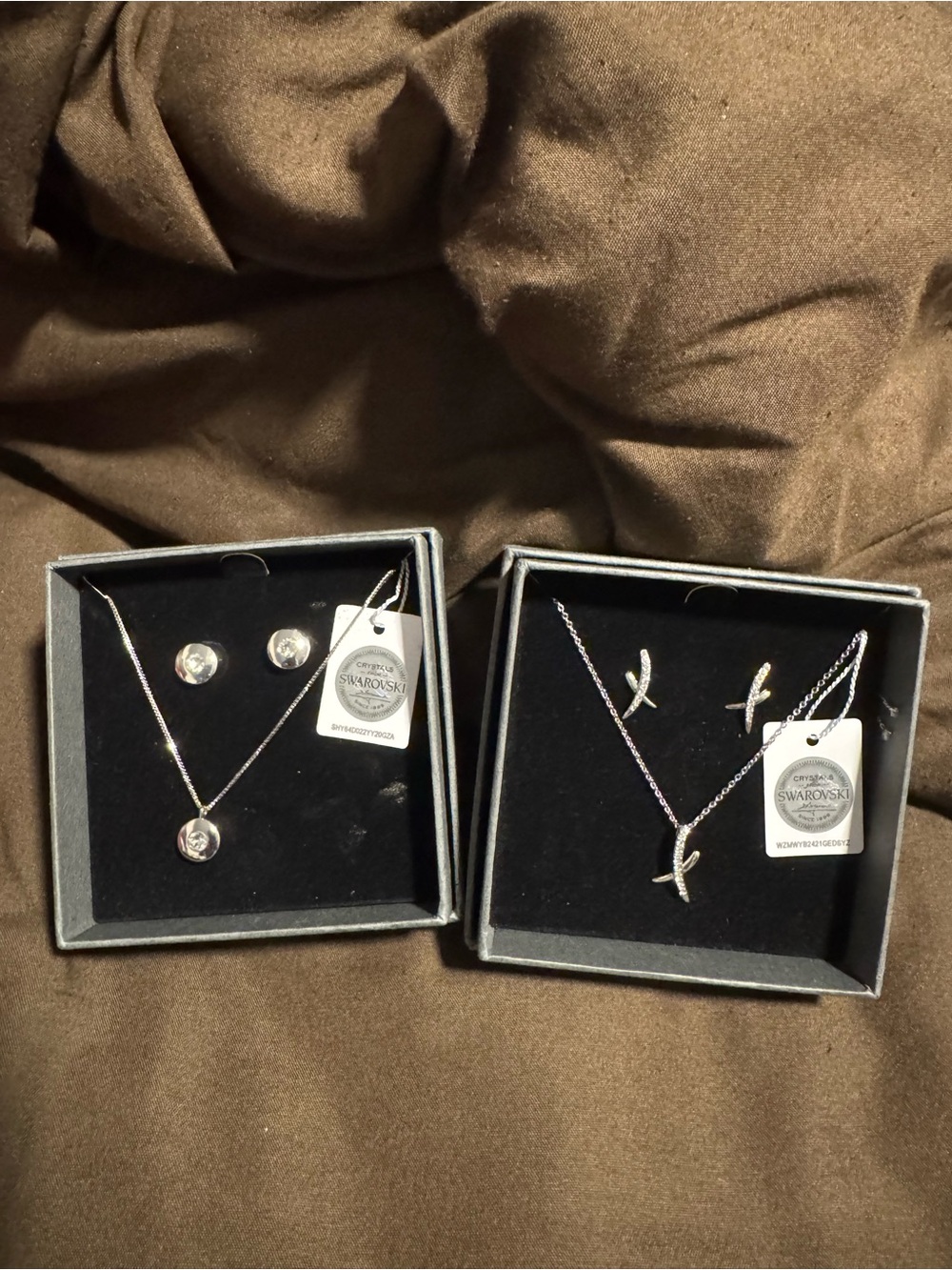 Swarovski Silver Crystal Necklace and Earring Sets in Clear Crystal